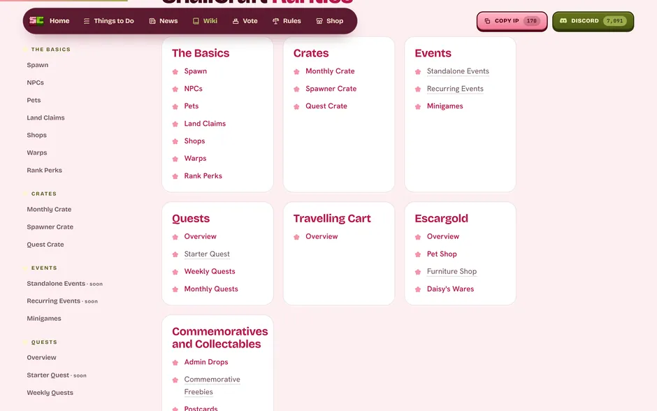 SnailCraft wiki page, synced from the server MediaWiki