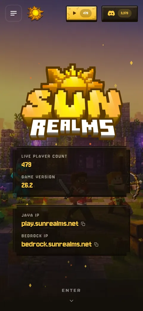 SunRealms home page on a phone